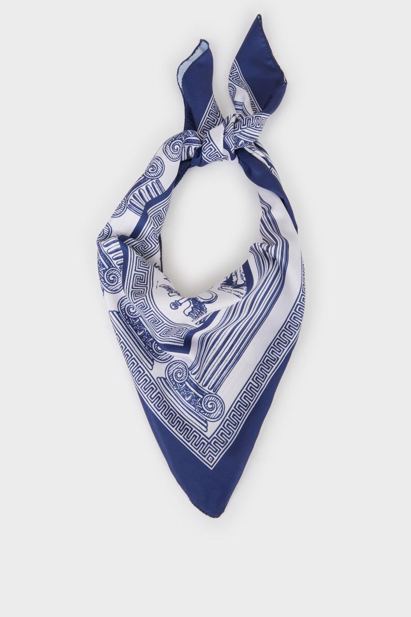 Kadın Mavi Kadın Efes Temalı Fular