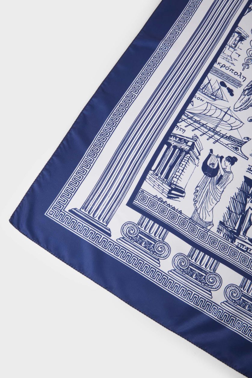 Kadın Mavi Kadın Efes Temalı Fular