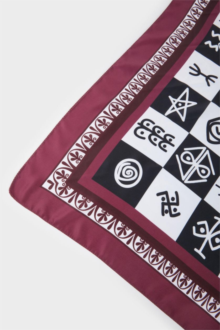 Kadın Bordo Kadın Göbeklitepe Temalı Fular