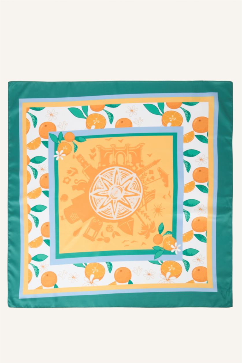 Kadın Turuncu Kadın Saten Fular