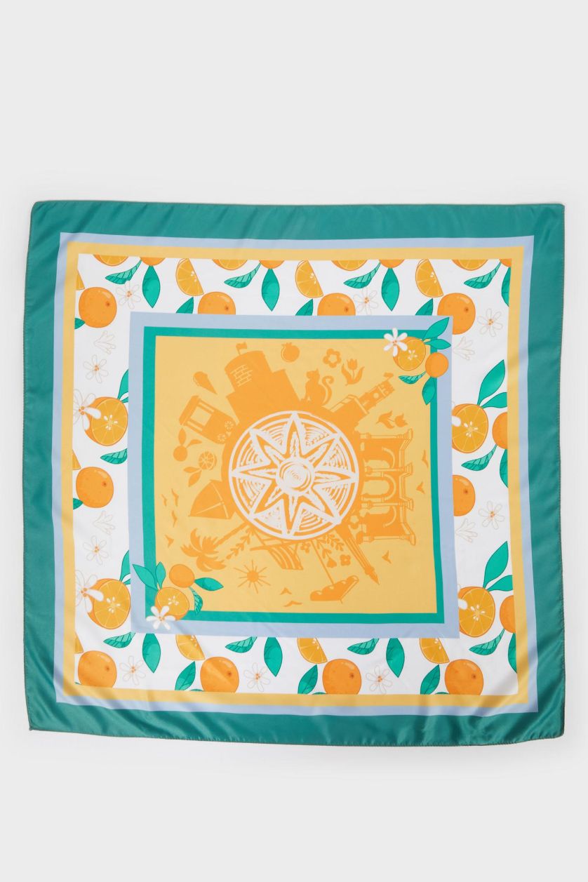 Kadın Turuncu Kadın Antalya Temalı Fular