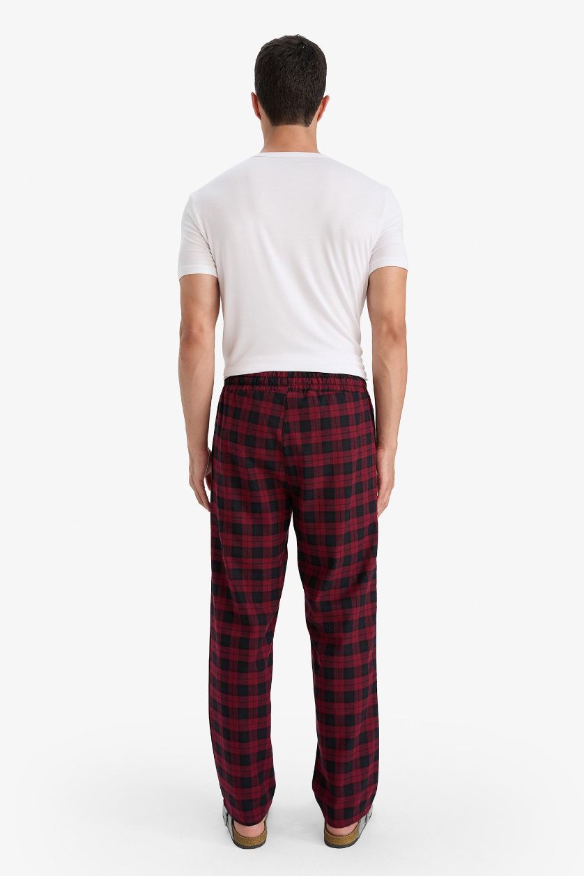 Man NAVY Regular Fit Long Checked Pajama Bottoms