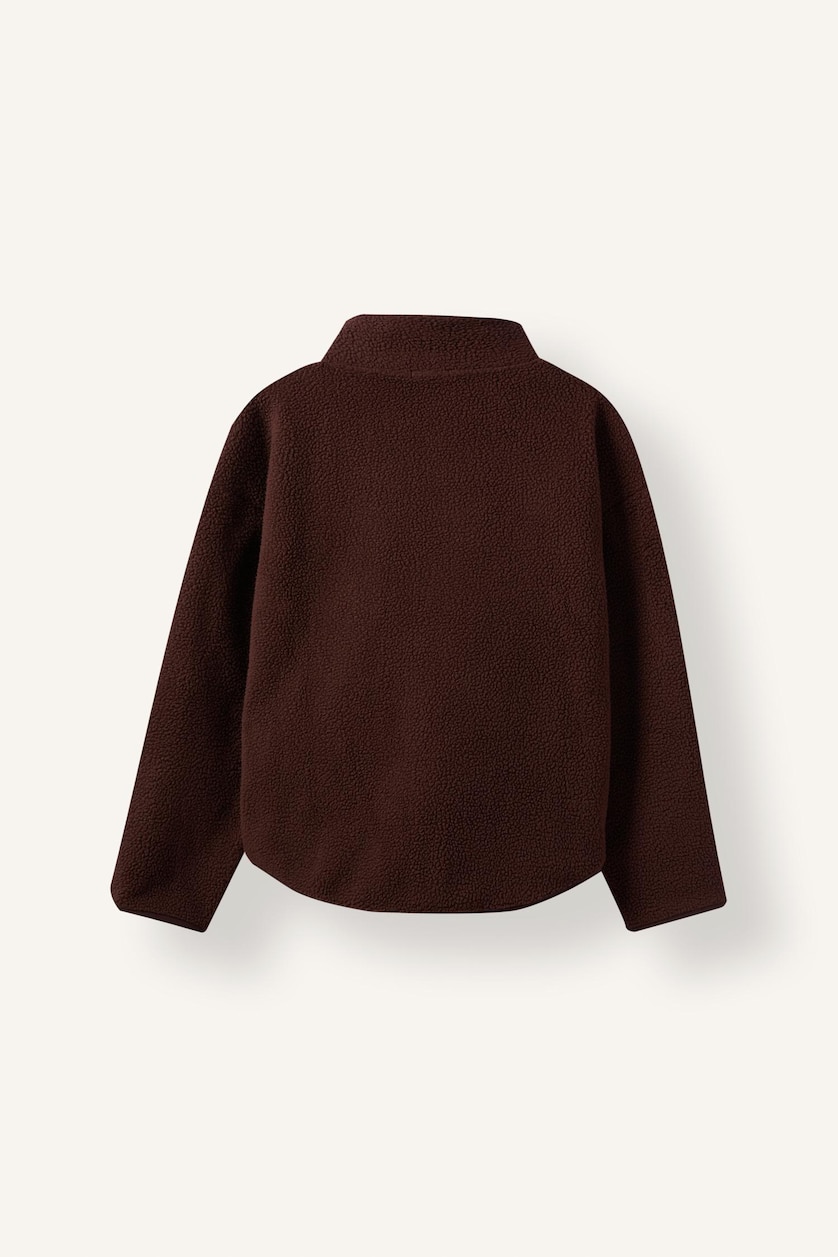WOMAN Brown Oversize Mock Neck Welsoft Plush Cardigan