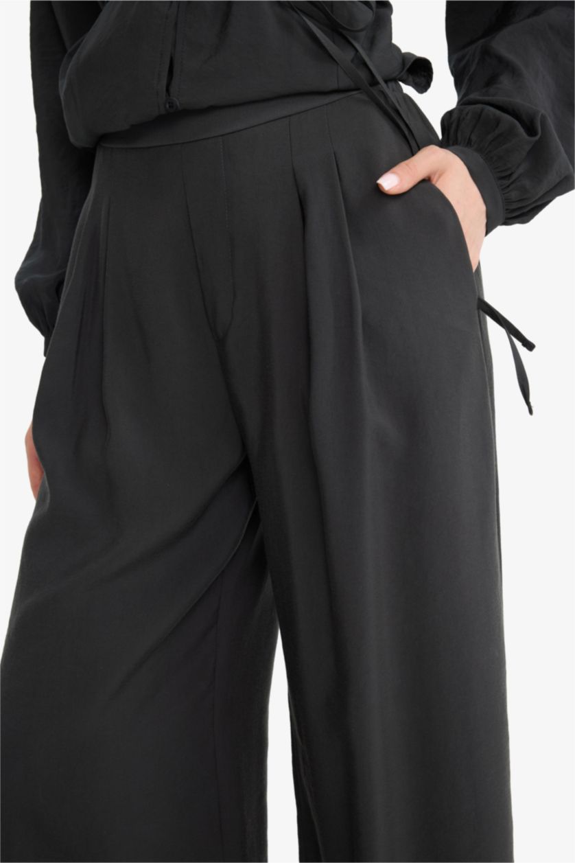 Kadın Antrasit Wide Leg Geniş Paça Modal Pantolon