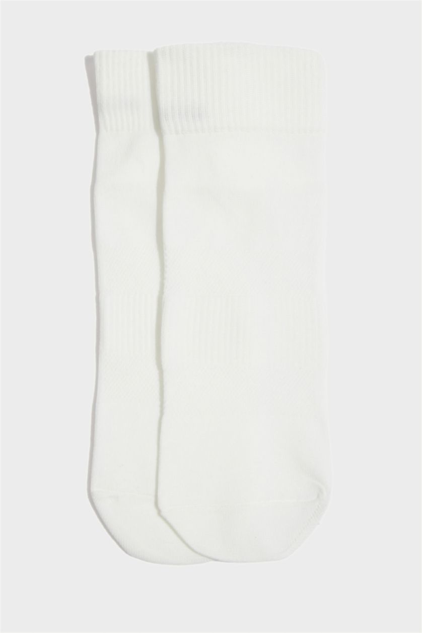 Erkek Beyaz Erkek 2'li Reflektör Baskılı Kısa Spor Çorap