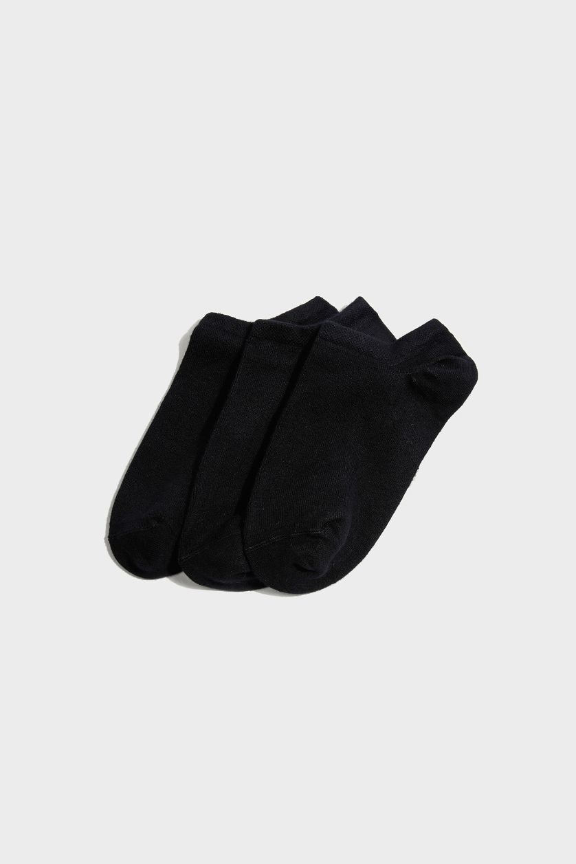 Erkek Siyah Erkek Dikişsiz 3'lü Bambu Sneaker Çorap