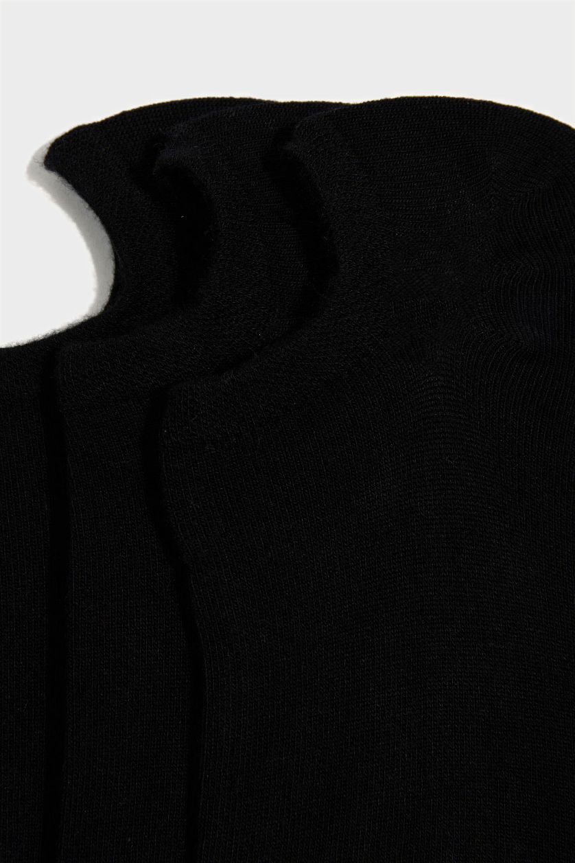 Erkek Siyah Erkek Dikişsiz 3'lü Bambu Sneaker Çorap