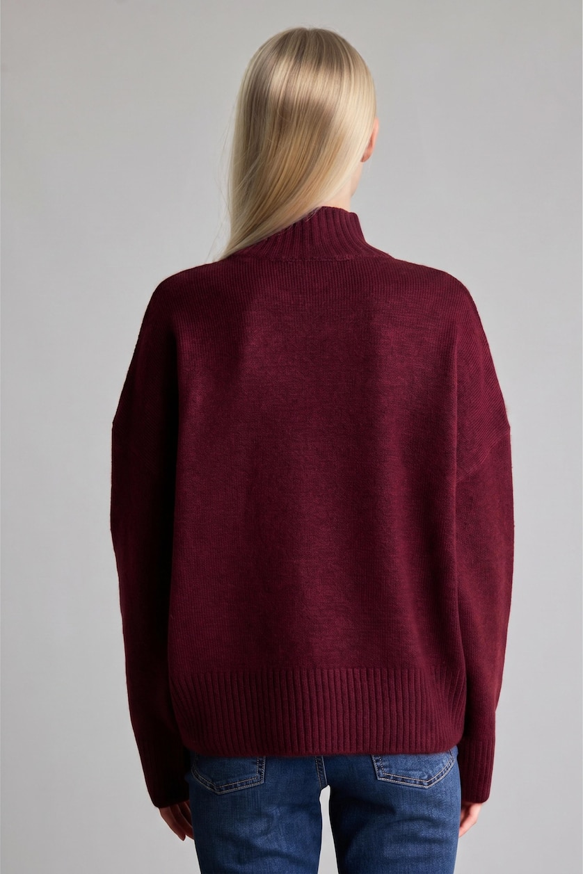 Women Bordeaux Relax Fit Knitwear Pullover