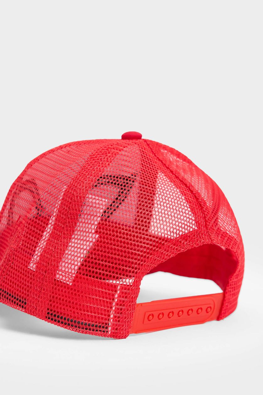 Erkek Çocuk - Genç Erkek Kırmızı Marvel Spiderman Desenli Dokuma Cap Şapka Erkek Çocuk