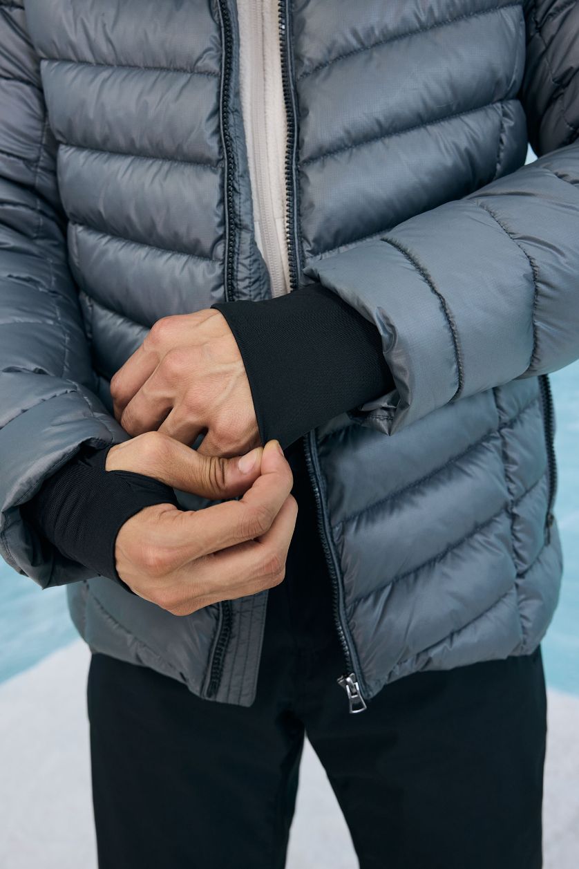 Erkek Gri Su İtici Regular Fit Kapüşonlu Fermuarlı Rüzgar Geçirmez Kayak Montu