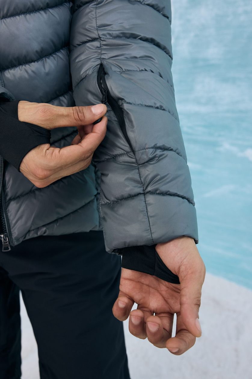 Erkek Gri Su İtici Regular Fit Kapüşonlu Fermuarlı Rüzgar Geçirmez Kayak Montu