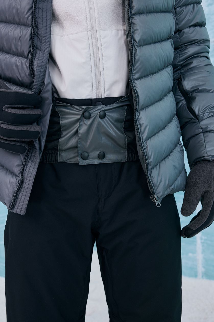 Erkek Gri Su İtici Regular Fit Kapüşonlu Fermuarlı Rüzgar Geçirmez Kayak Montu