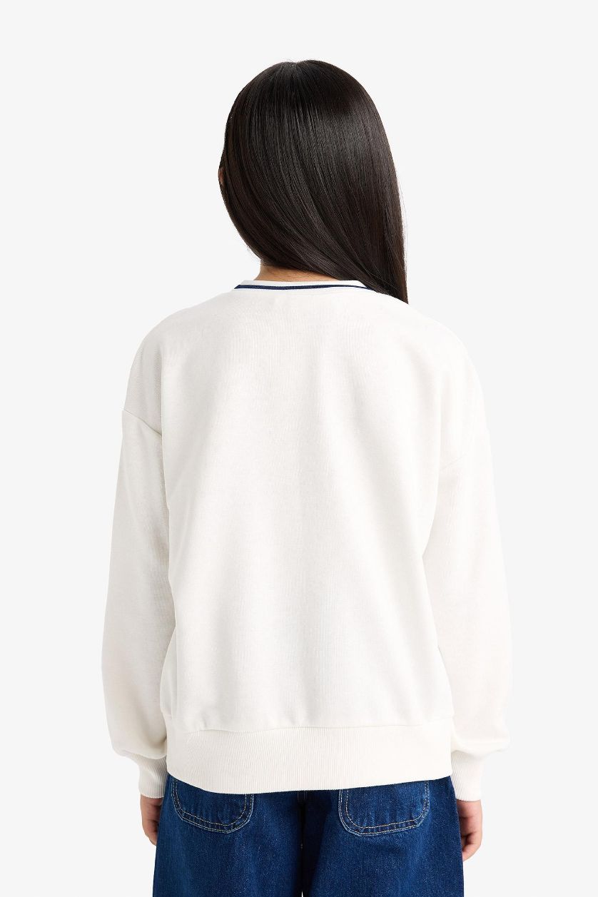 FILLES Écru Sweatshirt Oversize Hello Kitty à col V pour fille