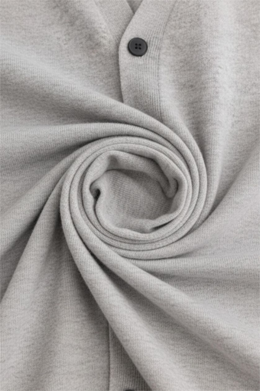 رجال ميلانج رمادي جاكيت تريكو قصة مريحة بياقة V