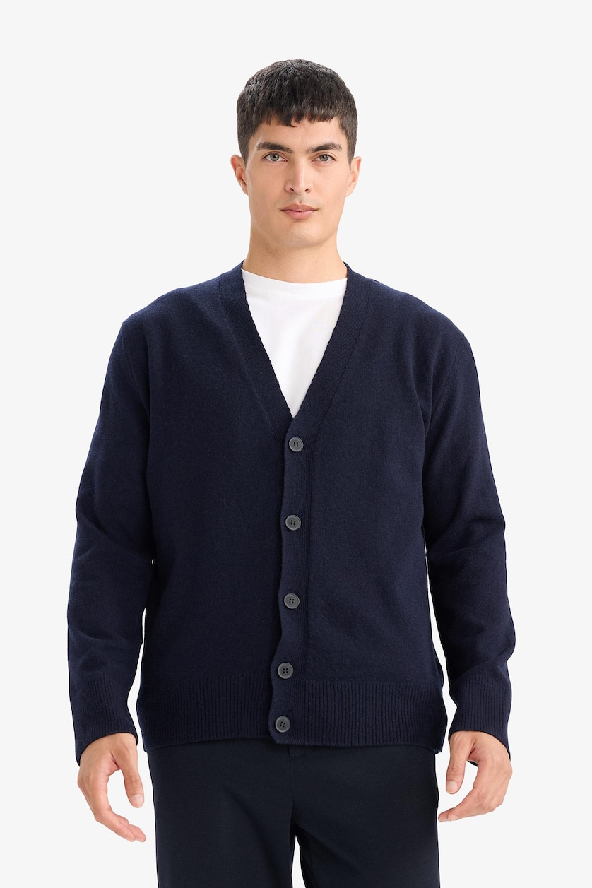 Men NAVY Relax Fit Knitwear Cardigan