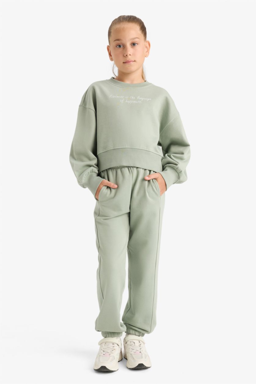 FILLES Kaki Clair Ensemble Sweat et Jogging basiques pour fille