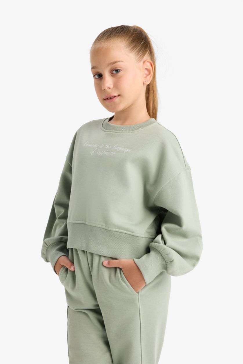 FILLES Kaki Clair Ensemble Sweat et Jogging basiques pour fille