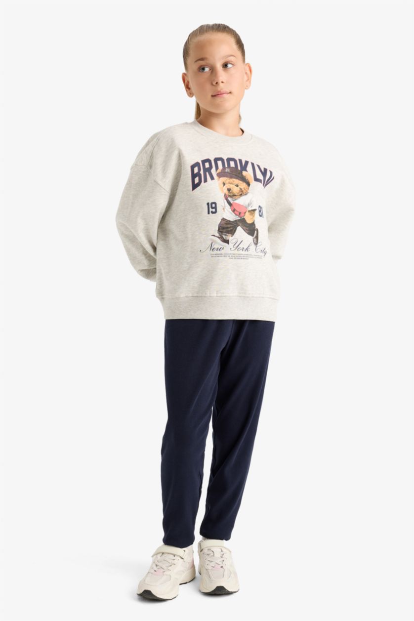 FILLES Gris Clair Ensemble Sweatshirt imprimé et Pantalon pour fille