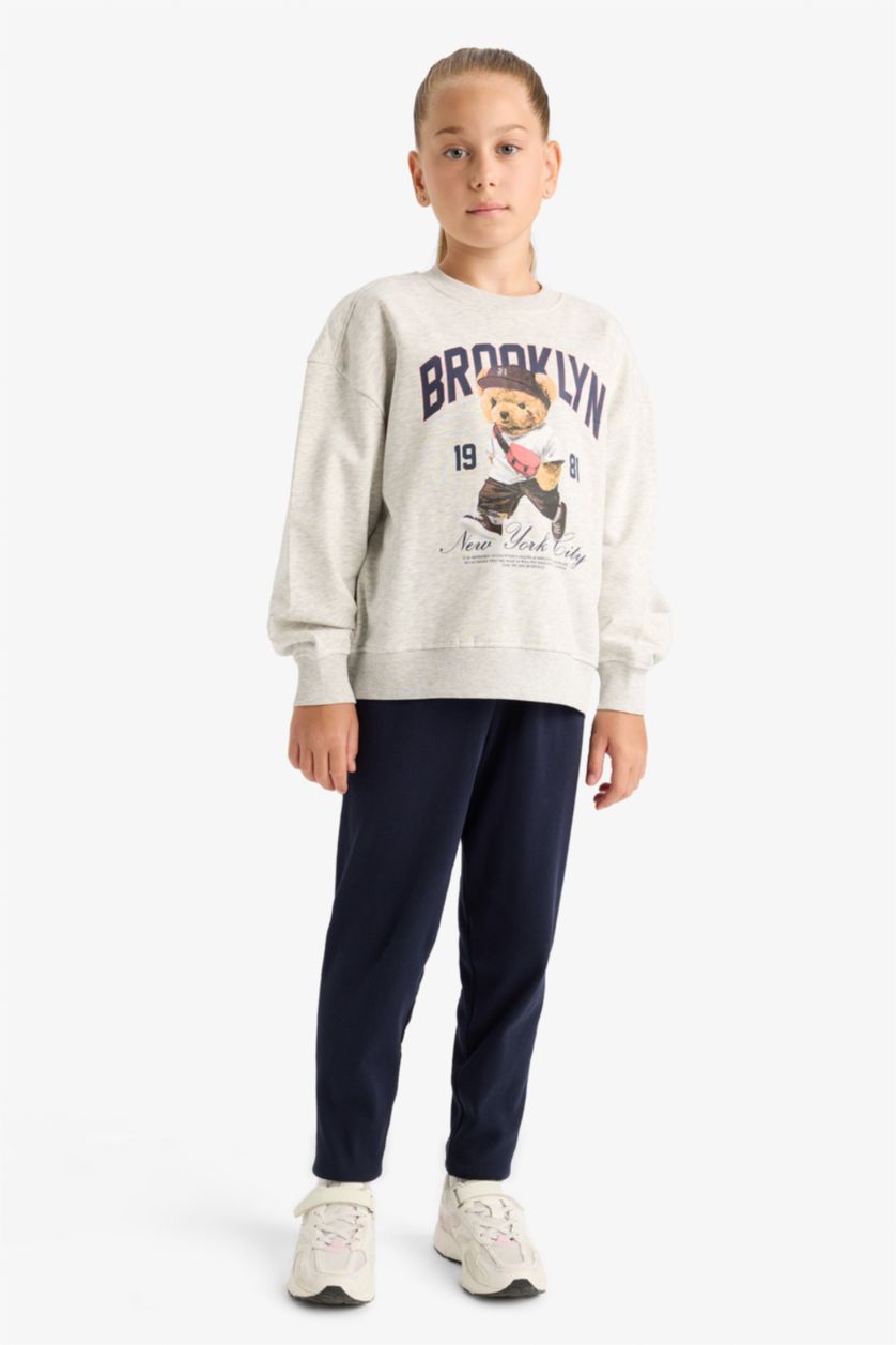 FILLES Gris Clair Ensemble Sweatshirt imprimé et Pantalon pour fille