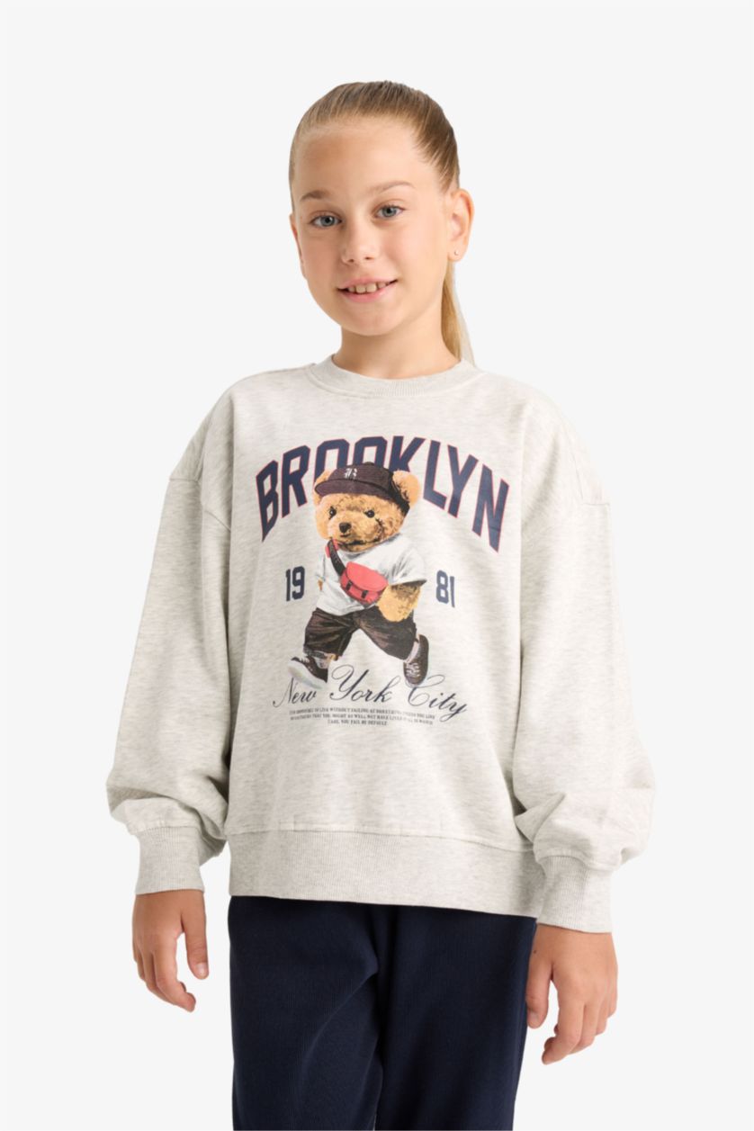 FILLES Gris Clair Ensemble Sweatshirt imprimé et Pantalon pour fille