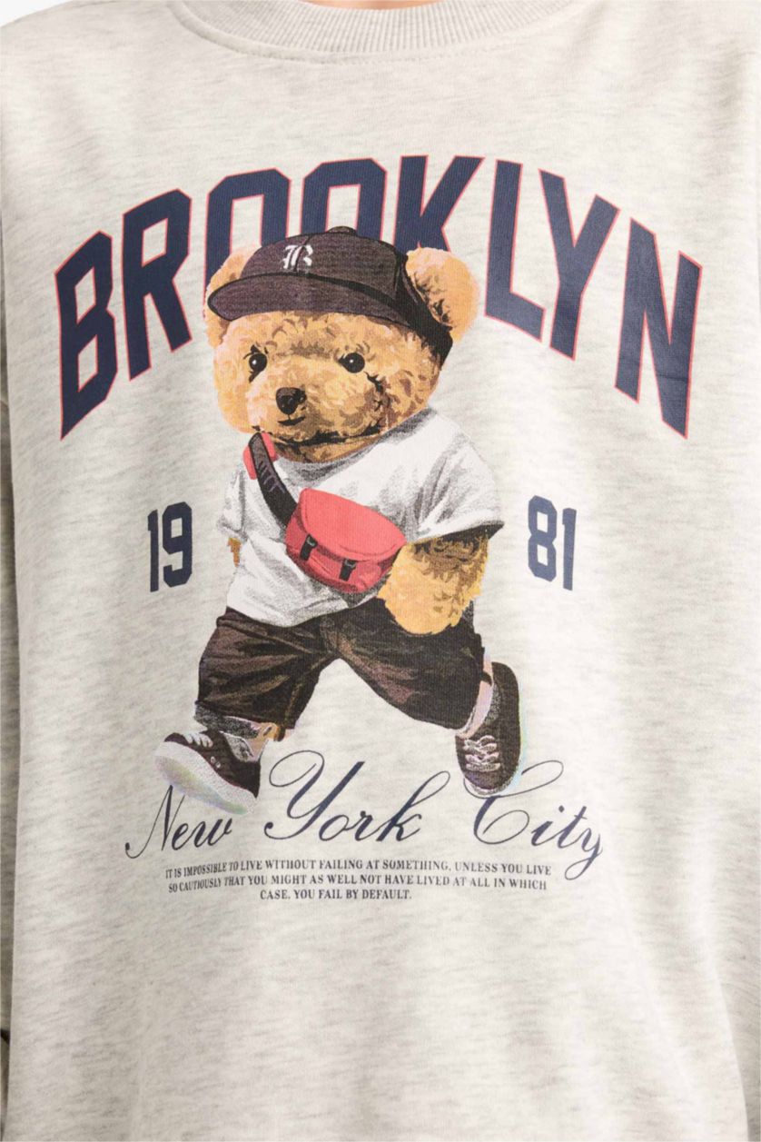 FILLES Gris Clair Ensemble Sweatshirt imprimé et Pantalon pour fille