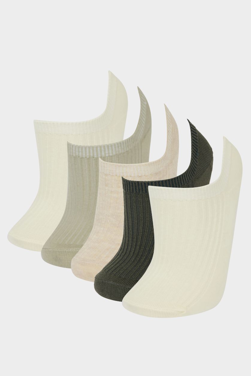 Kadın Açık Sarı Kadın 5'li Pamuklu Sneaker Çorap