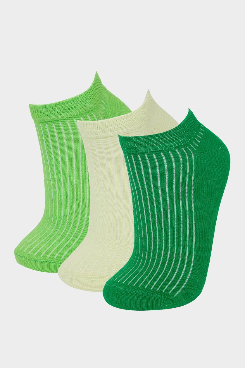 FEMME Vert Lot de 3 paires de Chaussettes courtes en coton pour femme