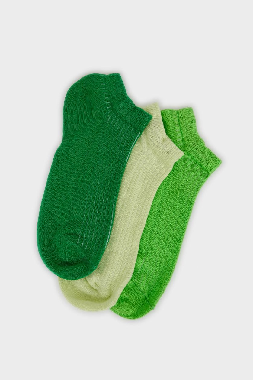 FEMME Vert Lot de 3 paires de Chaussettes courtes en coton pour femme