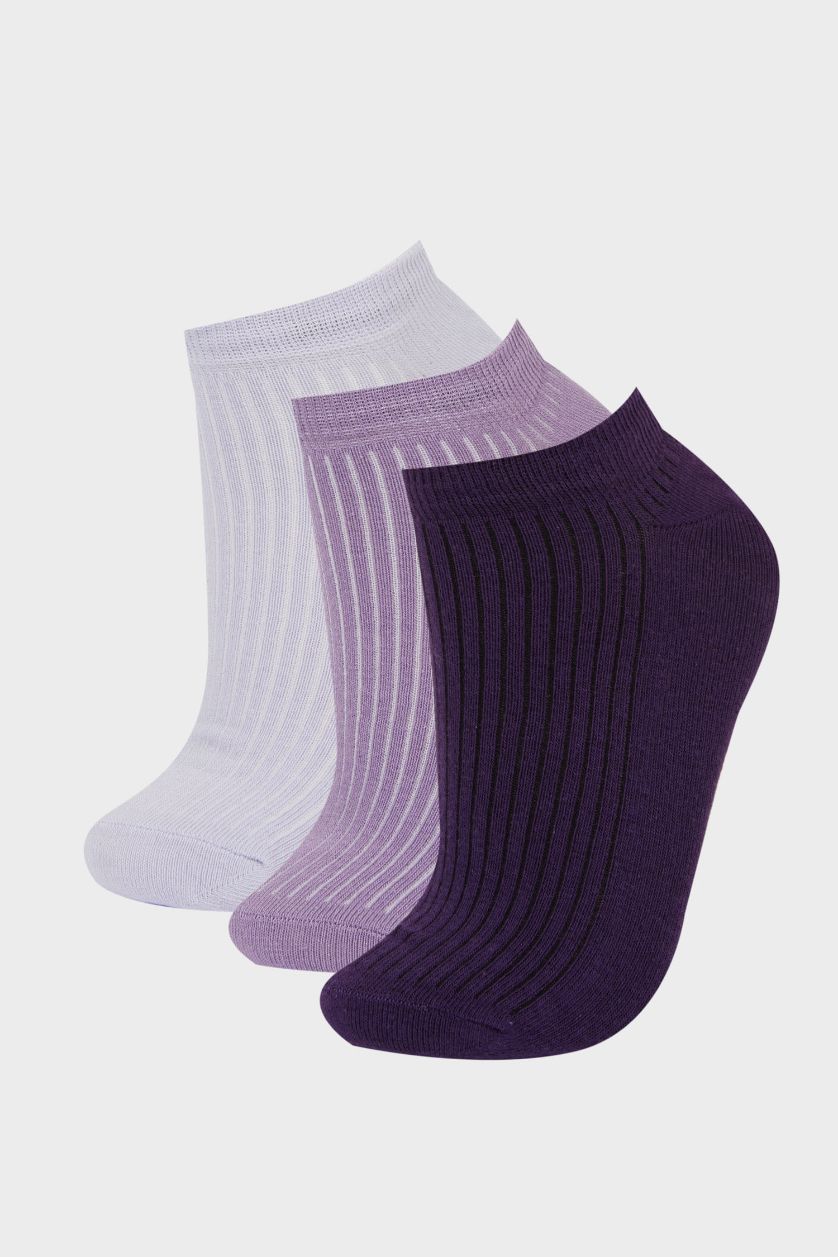 FEMME Violet Lot de 3 paires de Chaussettes courtes en coton pour femme