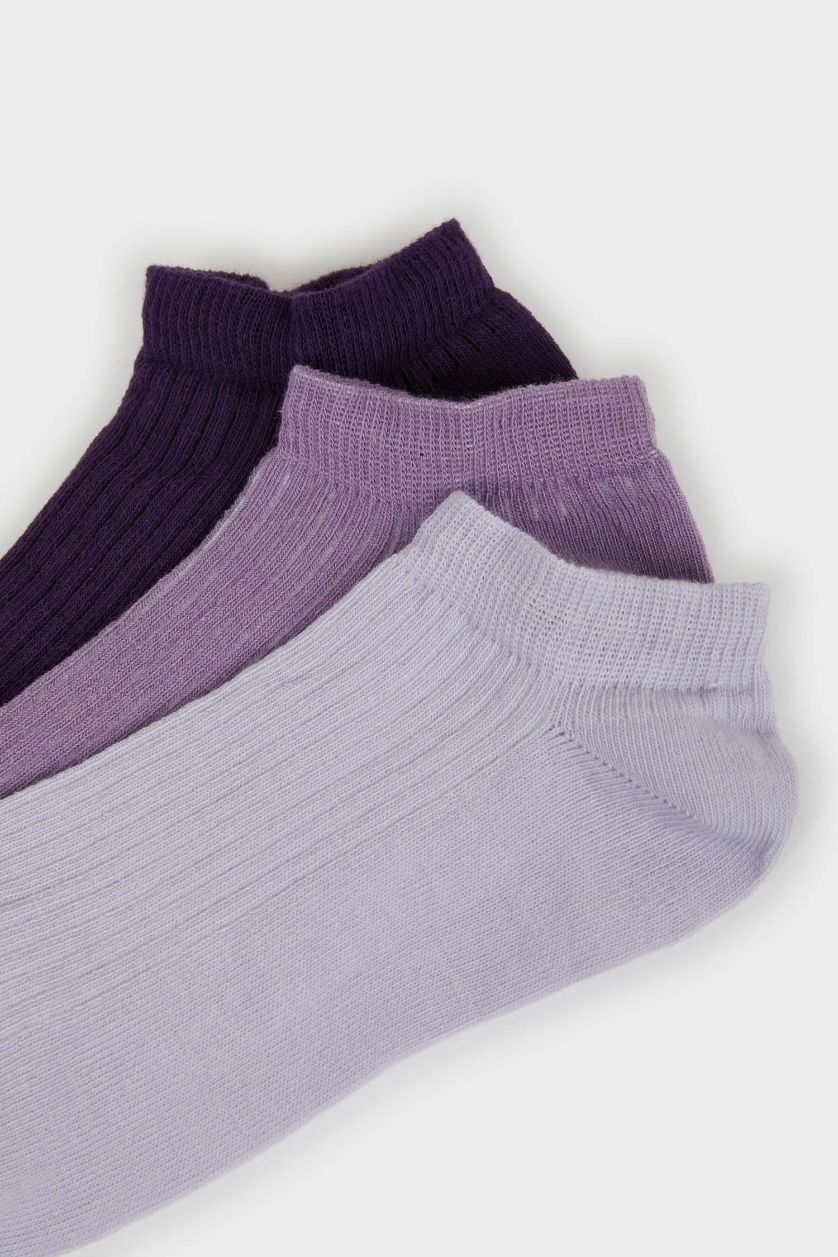 FEMME Violet Lot de 3 paires de Chaussettes courtes en coton pour femme