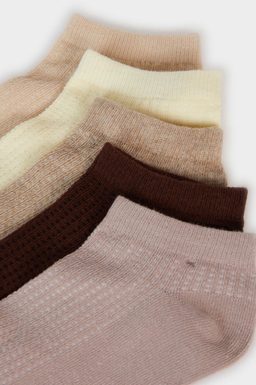 FEMME Marron Lot de 5 Chaussettes courtes en coton pour femme