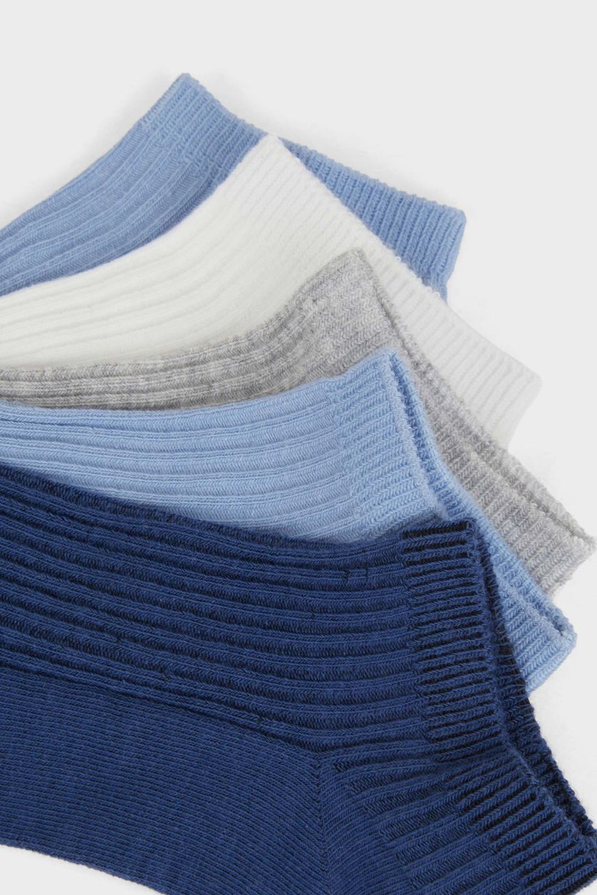 Kadın Açık Mavi Kadın Rahat Lastikli 5'li Pamuklu Patik Çorap