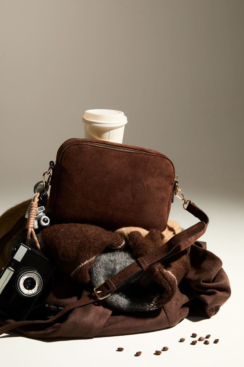 Kadın Koyu Kahve Kadın Süet Çapraz Çanta