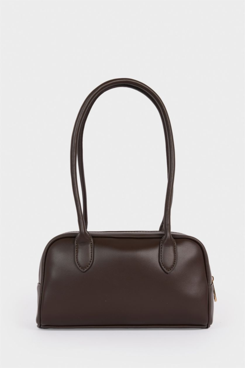 Kadın Koyu Kahve Kadın Pelüş Detaylı Suni Deri Çapraz Çanta 