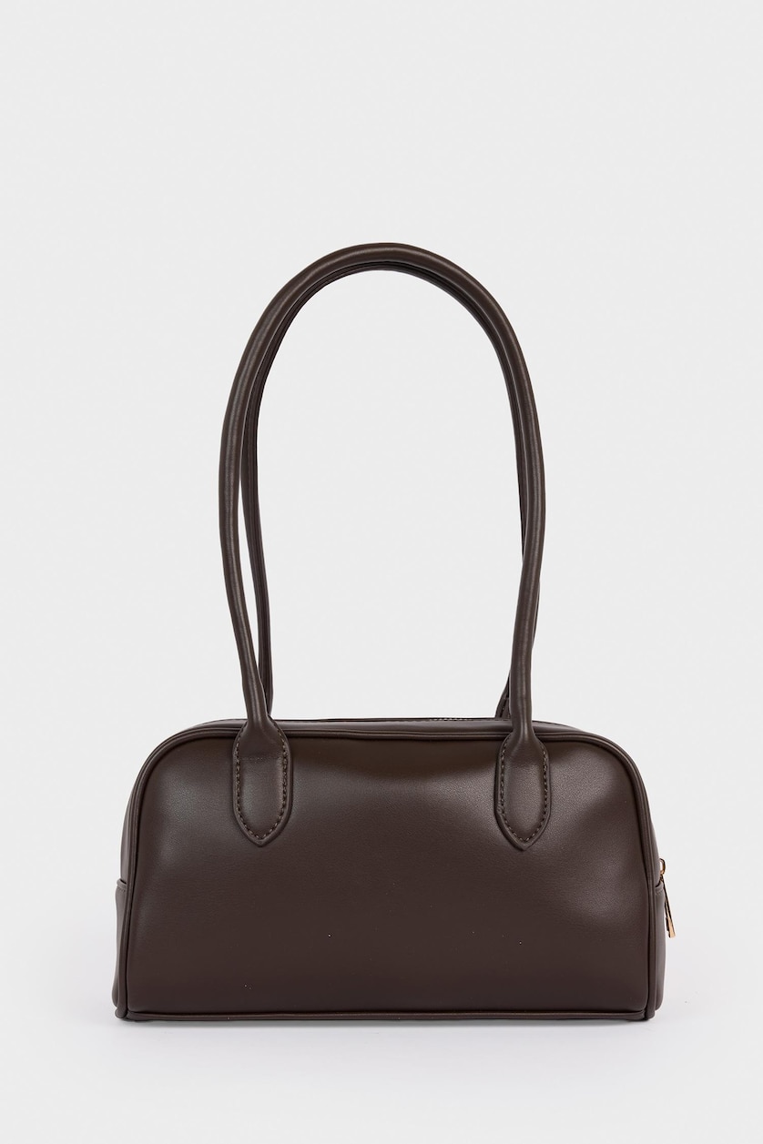 Women Dark Brown Faux Leather Crossbody Bag