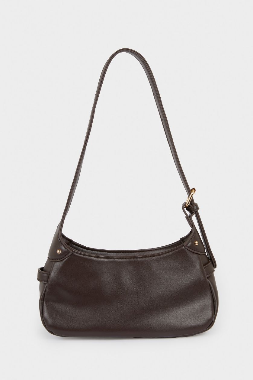 Kadın Koyu Kahve Kadın Pelüş Detaylı Suni Deri Çapraz Çanta