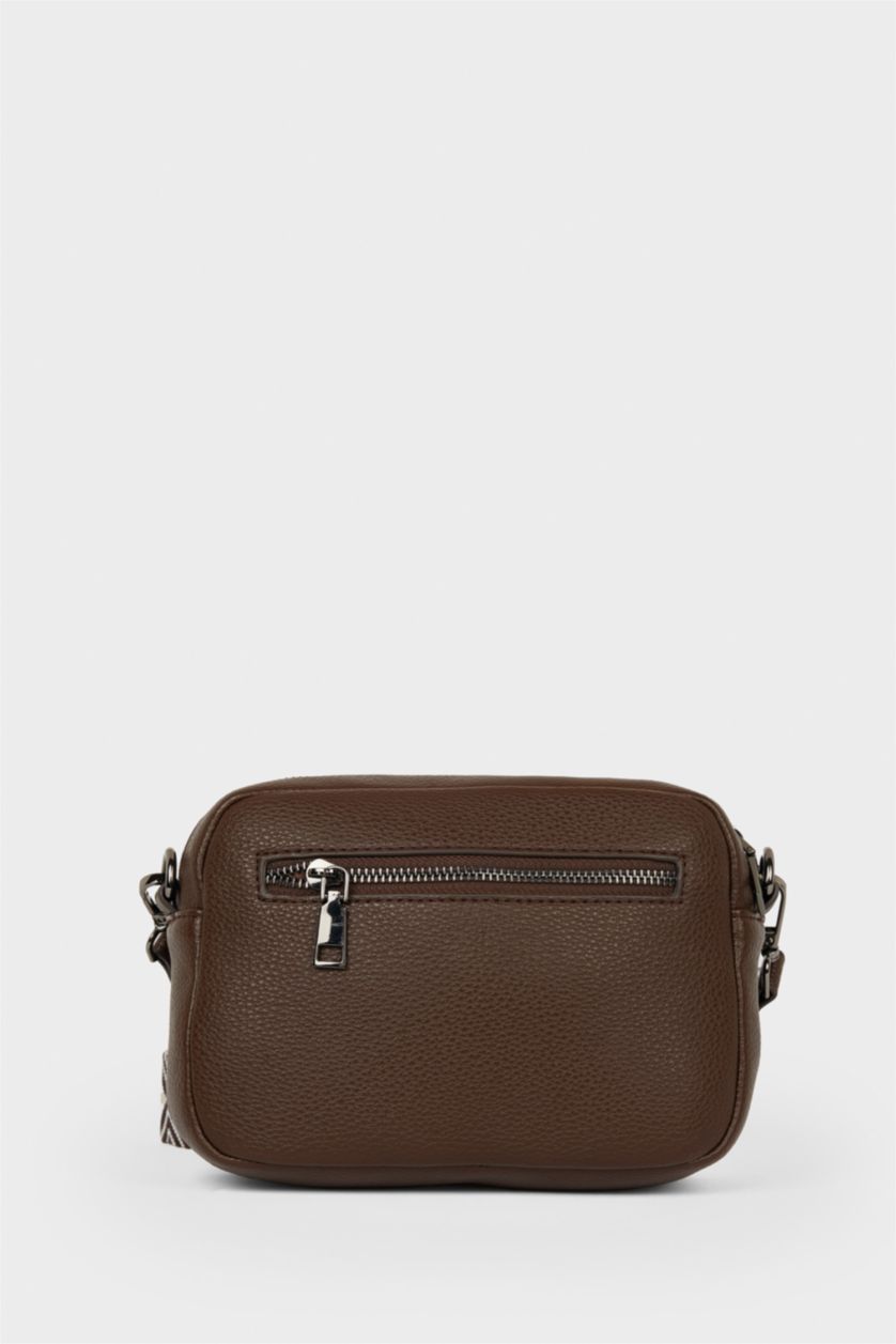 Women Dark Brown Faux Leather Crossbody Bag