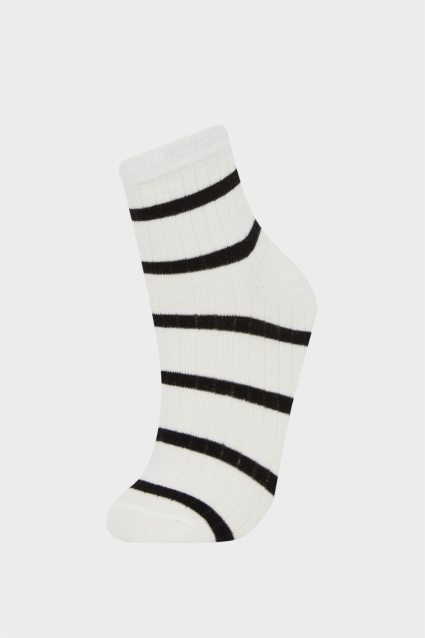 WOMAN MIXED Woman Striped 5 Piece Cotton Short Socks
