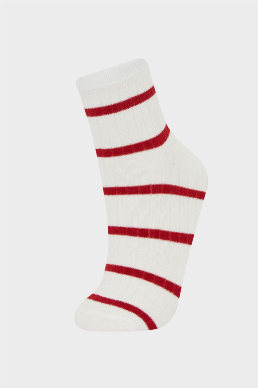 WOMAN MIXED Woman Striped 5 Piece Cotton Short Socks