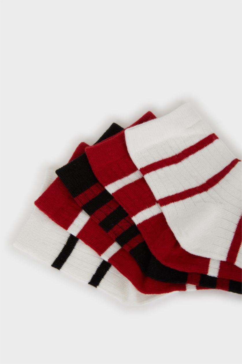 WOMAN MIXED Woman Striped 5 Piece Cotton Short Socks