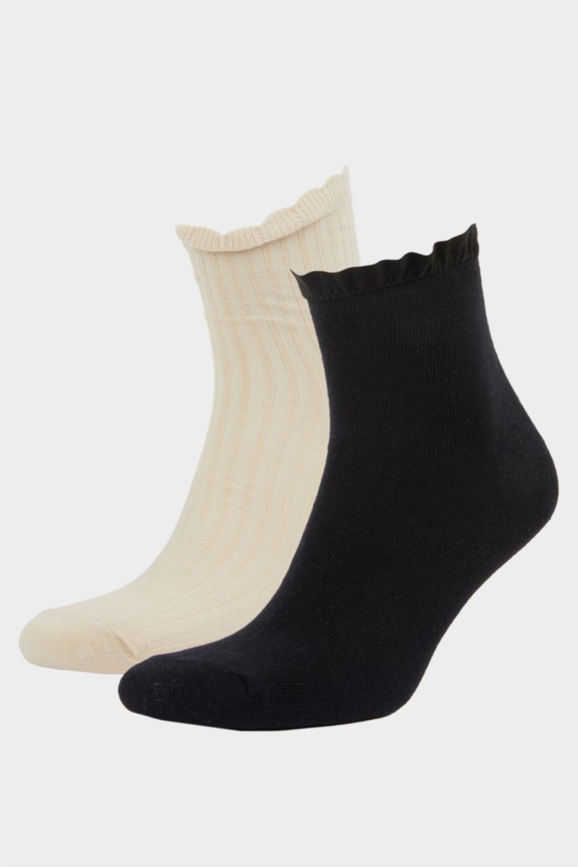 FEMME Karma Lot de 2 Chaussettes courtes en coton à volants pour femme
