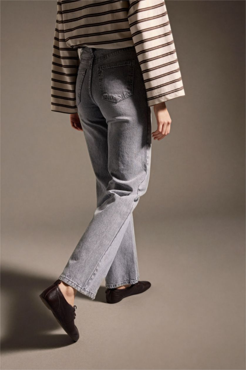 WOMAN Grey 100% Cotton 90's Wide Leg Jeans