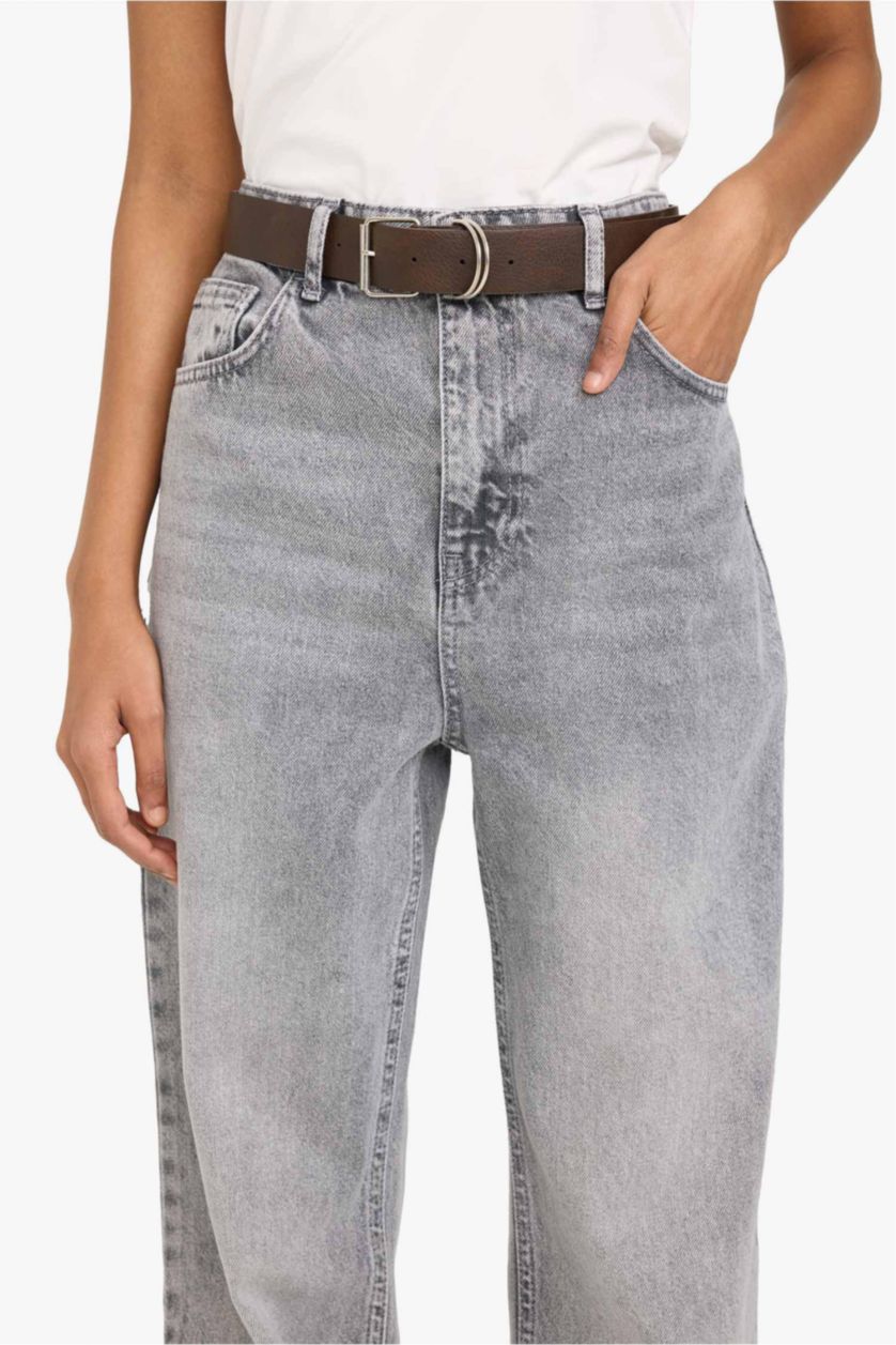 WOMAN Grey 100% Cotton 90's Wide Leg Jeans