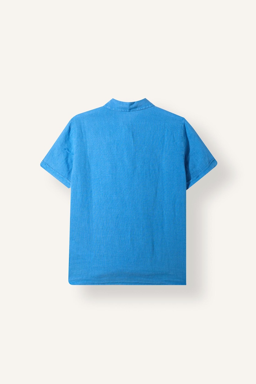 Young Boys - Teen Boys Royal Boy Regular Fit Polo Neck Linen Short Sleeve Shirt
