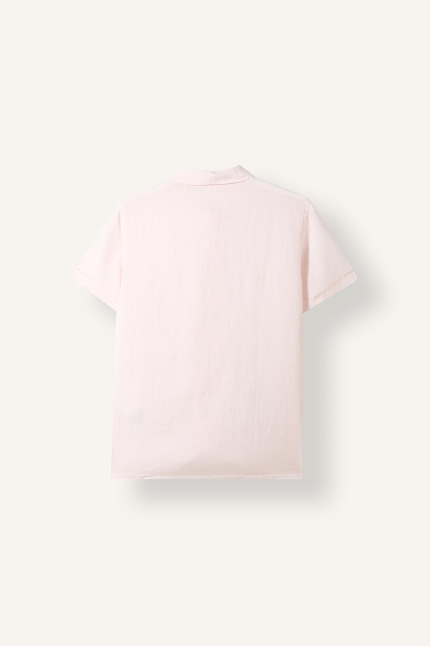 Young Boys - Teen Boys Pink Boy Regular Fit Polo Neck Linen Short Sleeve Shirt