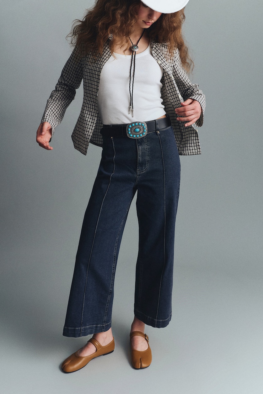 WOMAN Dark Blue Culotte Fit High Waist Jeans