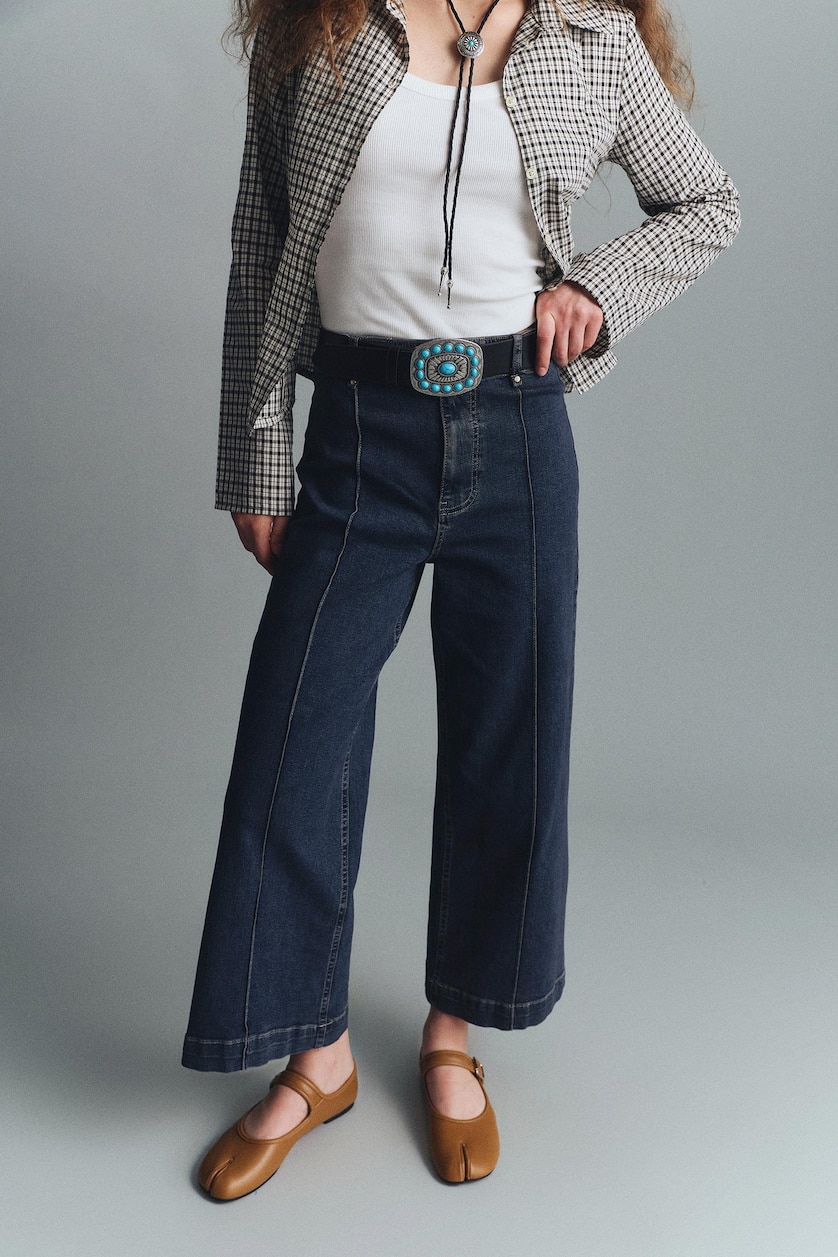 WOMAN Dark Blue Culotte Fit High Waist Jeans