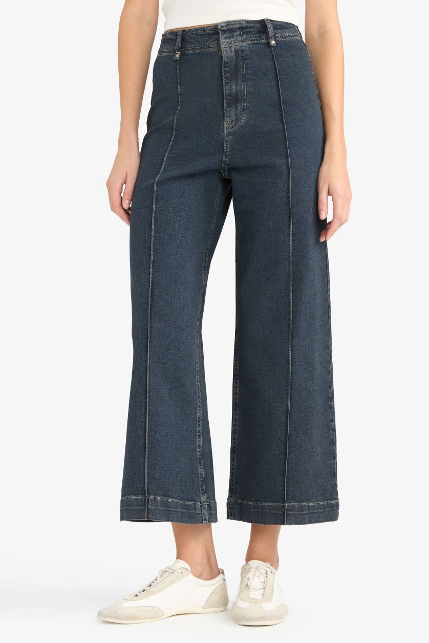 WOMAN Dark Blue Culotte Fit High Waist Denim Trousers
