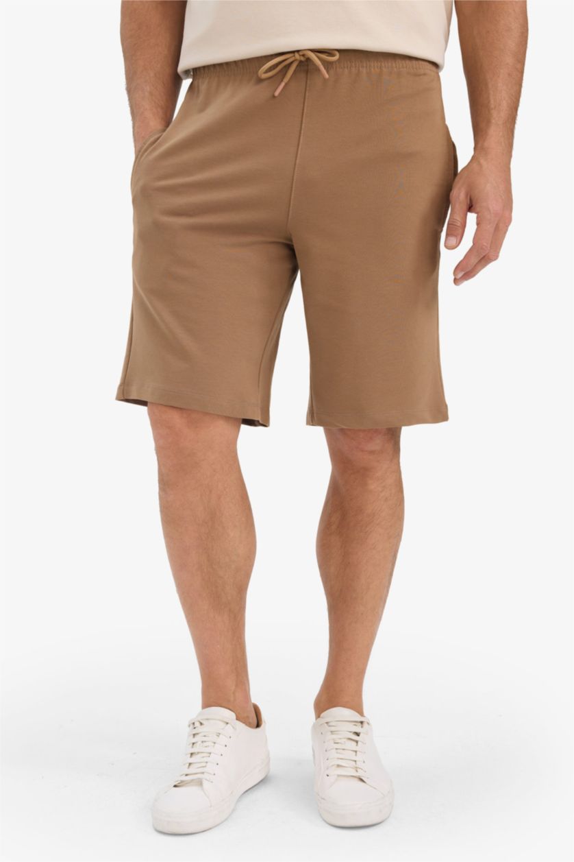 HOMME Marron Clair Short basique avec poches et cordon de serrage