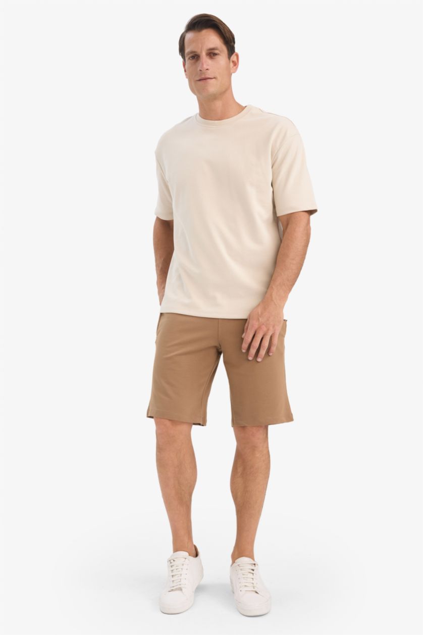 HOMME Marron Clair Short basique avec poches et cordon de serrage